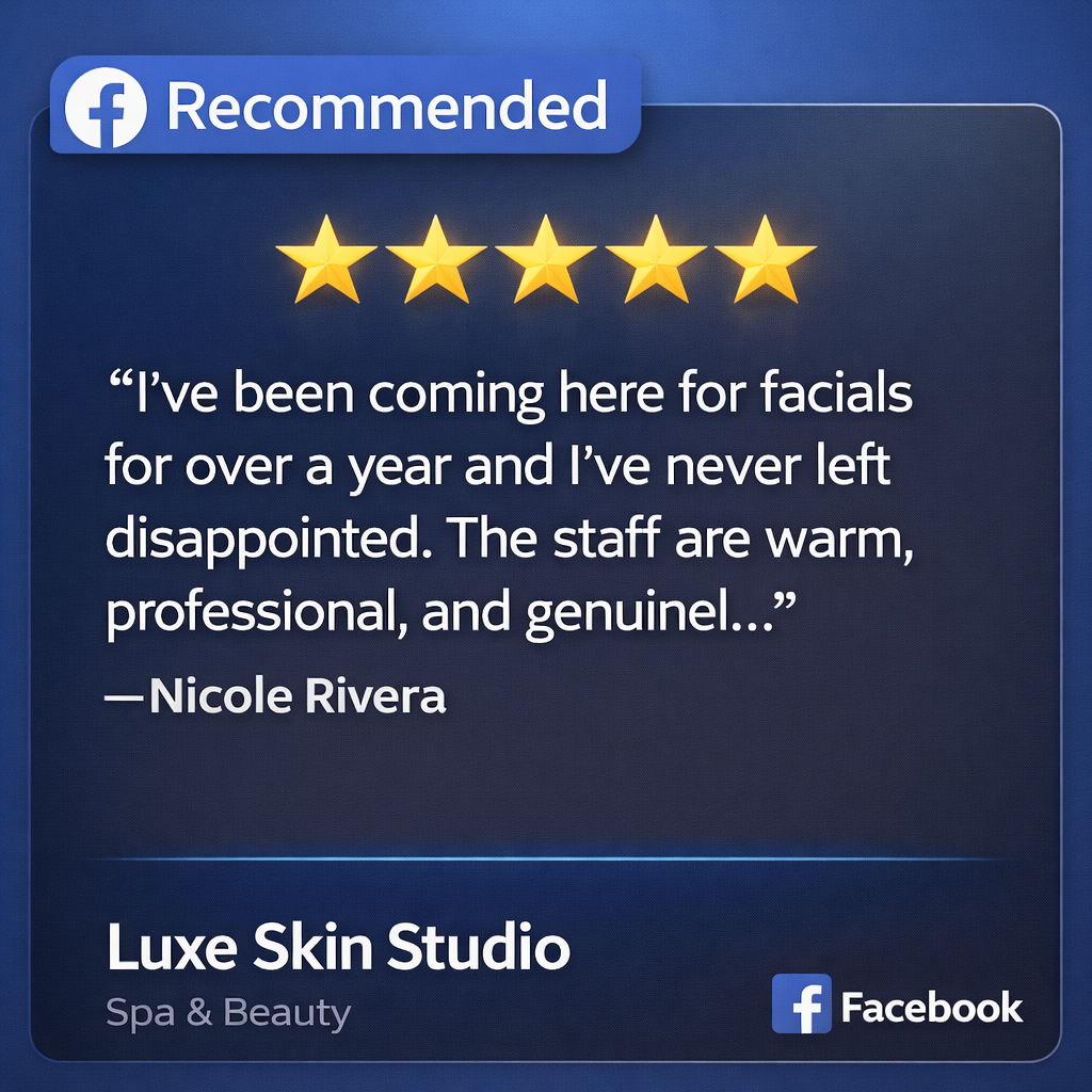 Luxe Skin Studio Facebook review