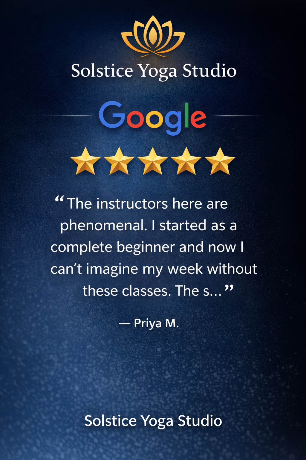 Solstice Yoga Studio Google review